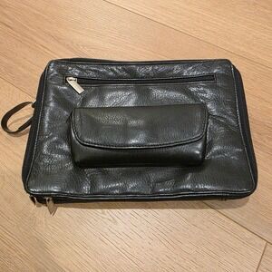 Wilsons Leather Black Genuine Leather Travel Organizer Wallet Clutch Minimalist